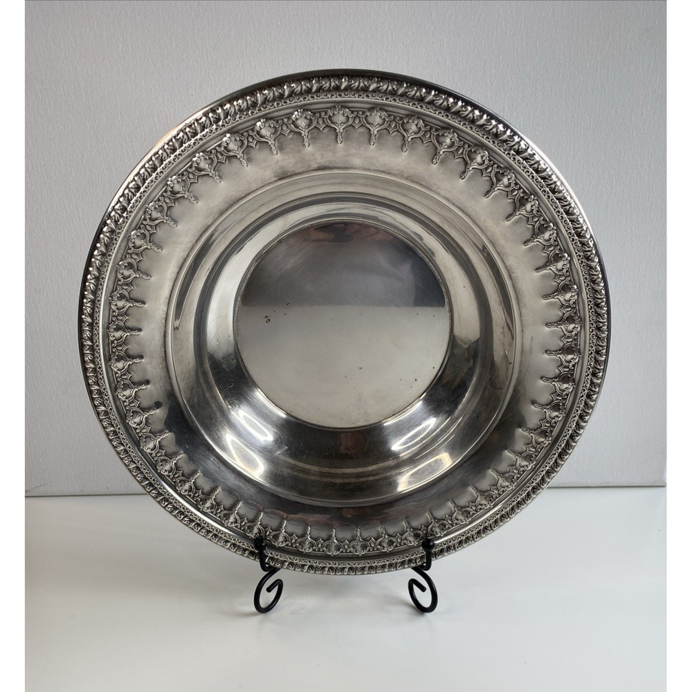 Reed & Barton 10" Silver plate Bowl 1202 Beautiful Decorative Border Vintage